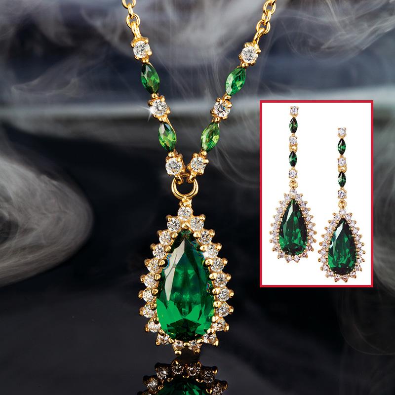 Helenite Teardrop Necklace & Earrings